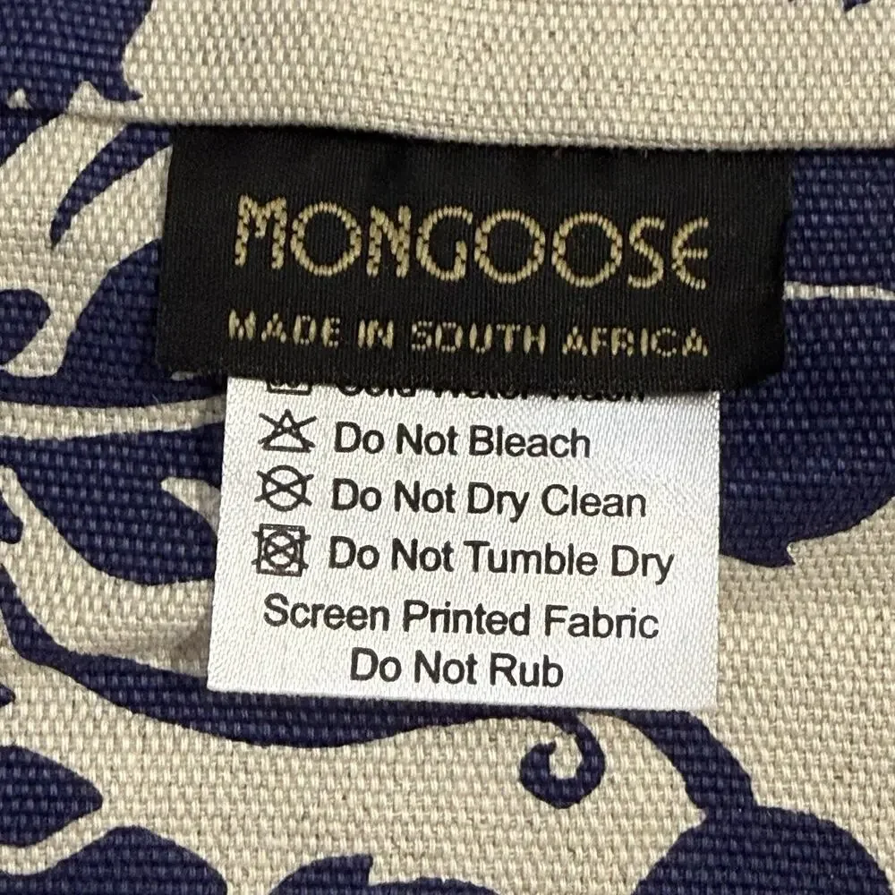 Mongoose Handcrafted 2 Blue Tile Print Cotton Pillow Covers 20”X20” Zip NWT